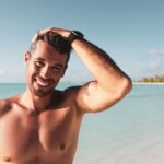 happy shirtless man on the beach happy shirtless man on the beach